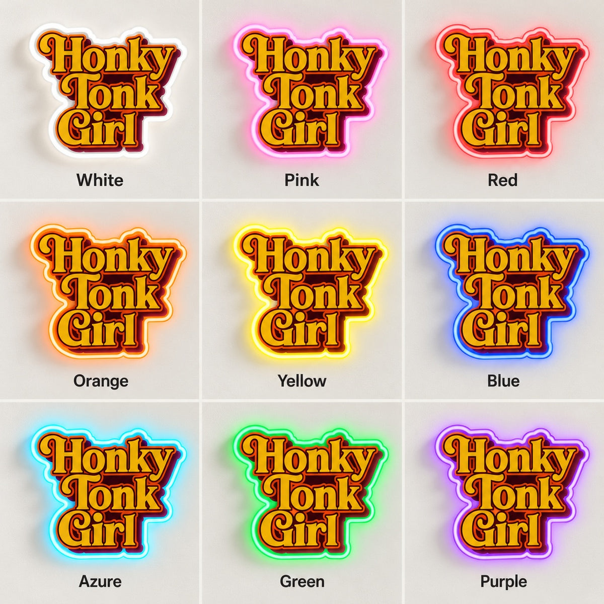 Honky Tonk Girl LED Neon Sign - nine-color grid