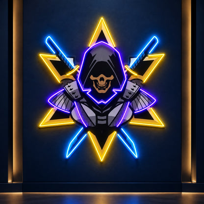 Hooded Skull Warrior LED Neon Sign - product hero