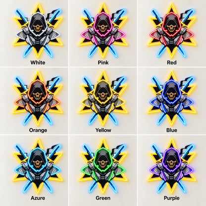 Hooded Skull Warrior LED Neon Sign - nine-color grid