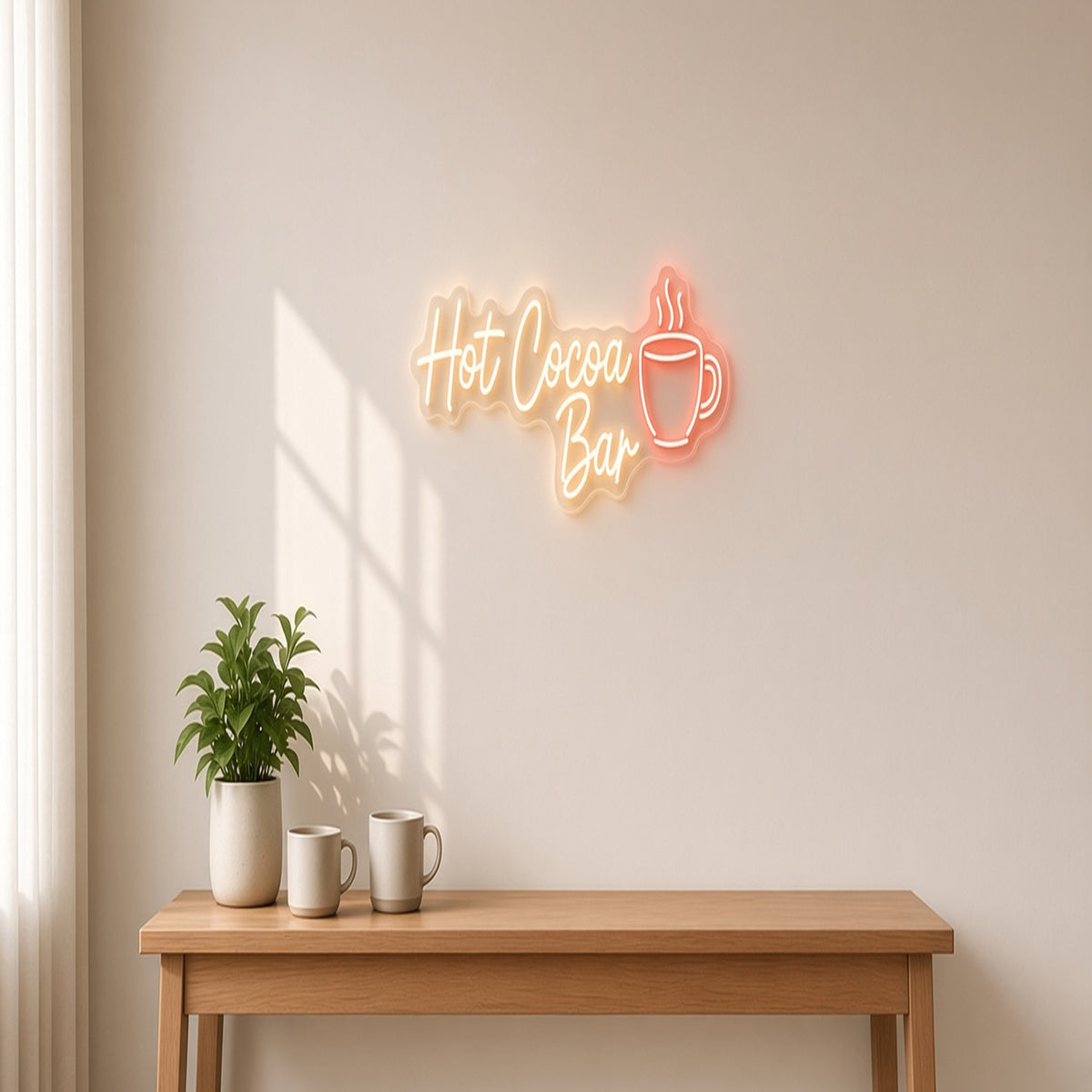 Hot Cocoa Bar Mug for Winter Holiday Party LED Neon Sign - lifestyle view