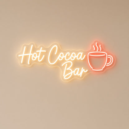 Hot Cocoa Bar Mug for Winter Holiday Party LED Neon Sign - natural light view