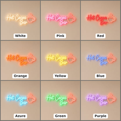 Hot Cocoa Bar Mug for Winter Holiday Party LED Neon Sign - nine-color grid