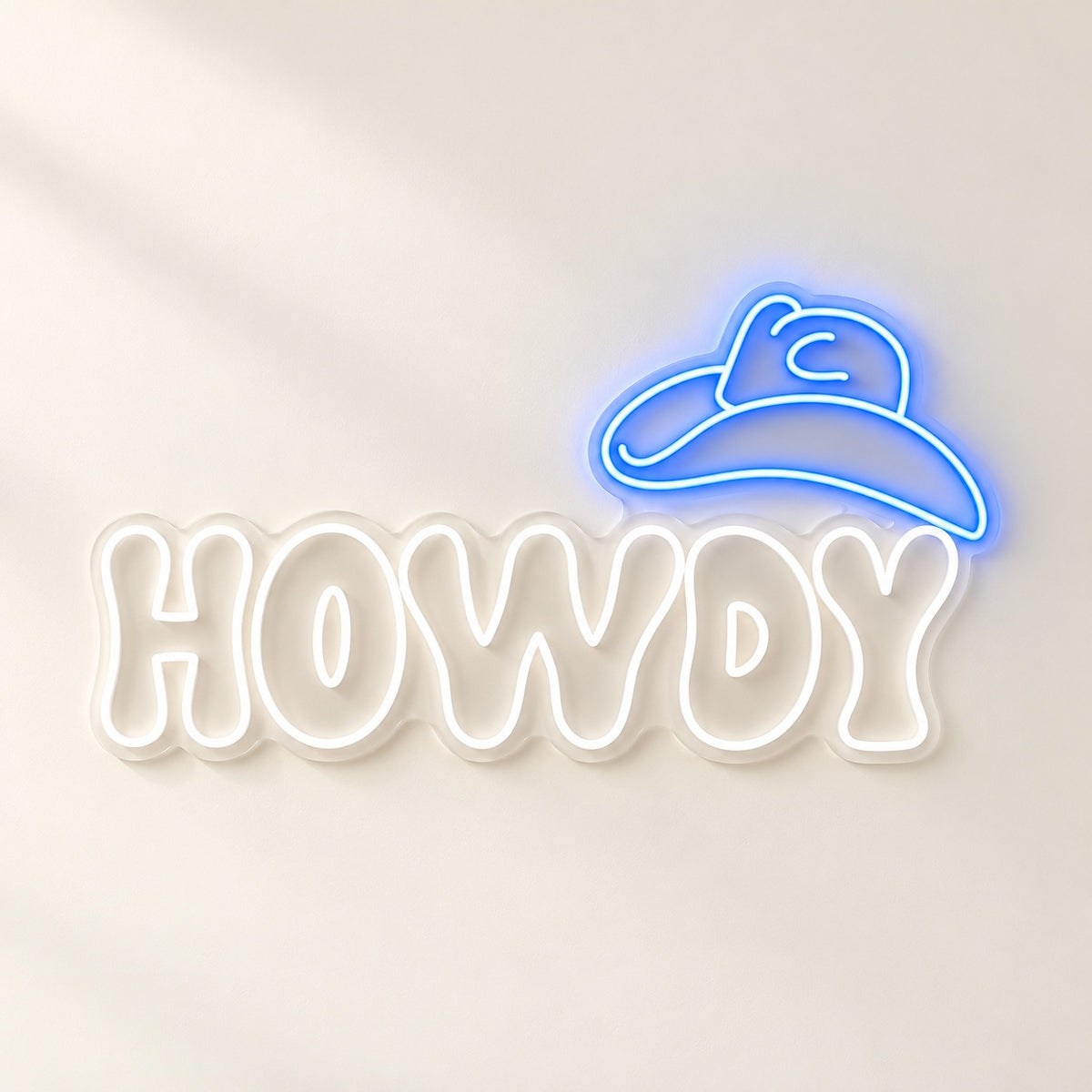 HOWDY Cowboy Hat LED Neon Sign - natural light view