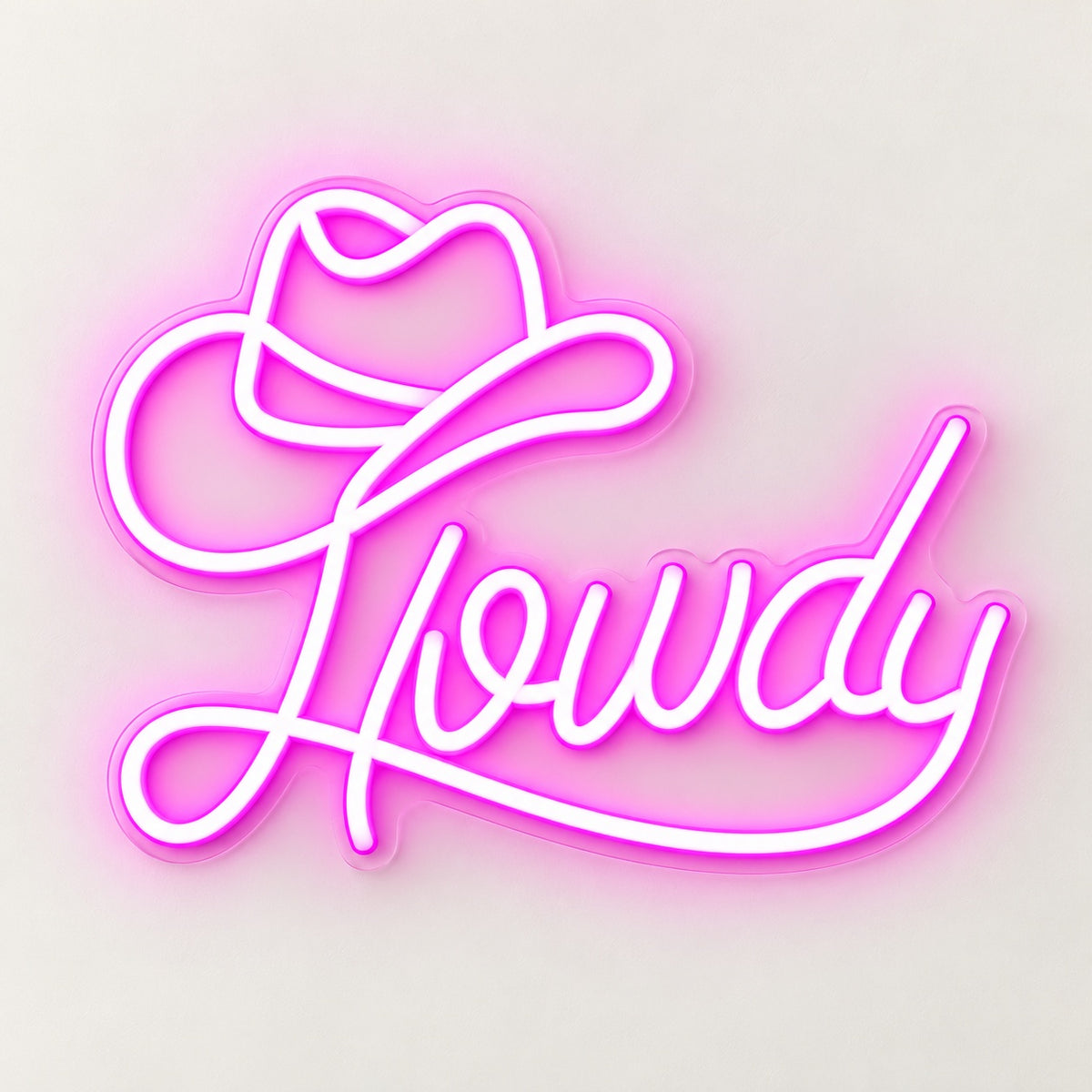 Howdy Cowboy Hat LED Neon Sign - natural light view