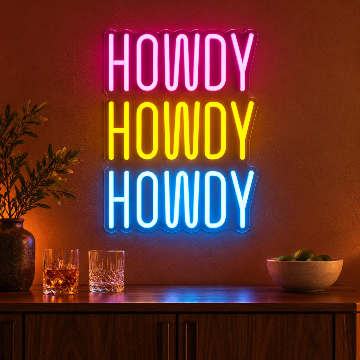 Howdy LED Neon Sign - advertising view