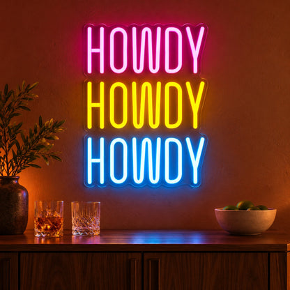 Howdy LED Neon Sign - advertising view