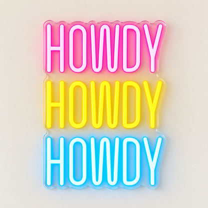 Howdy LED Neon Sign - natural light view