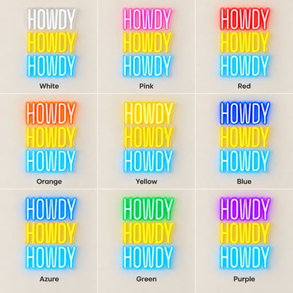 Howdy LED Neon Sign - nine-color grid