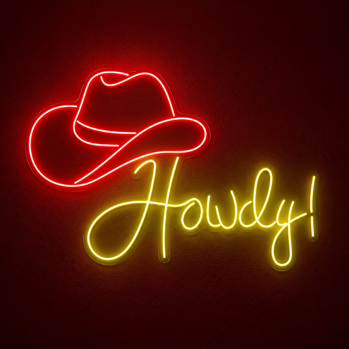 Howdy Cowboy Hat LED Neon Sign - product hero