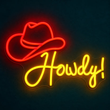 Howdy Hat LED Neon Sign - product hero