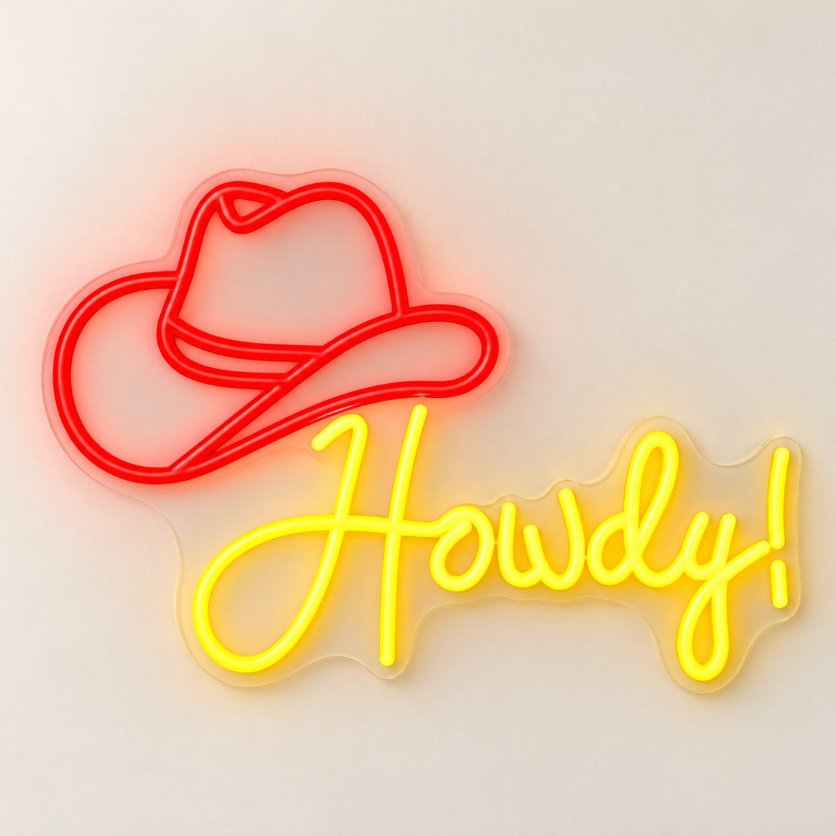 Howdy Hat LED Neon Sign - natural light view
