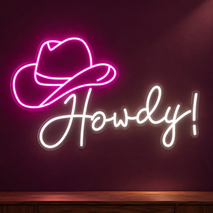 Howdy Hat LED Neon Sign - product hero