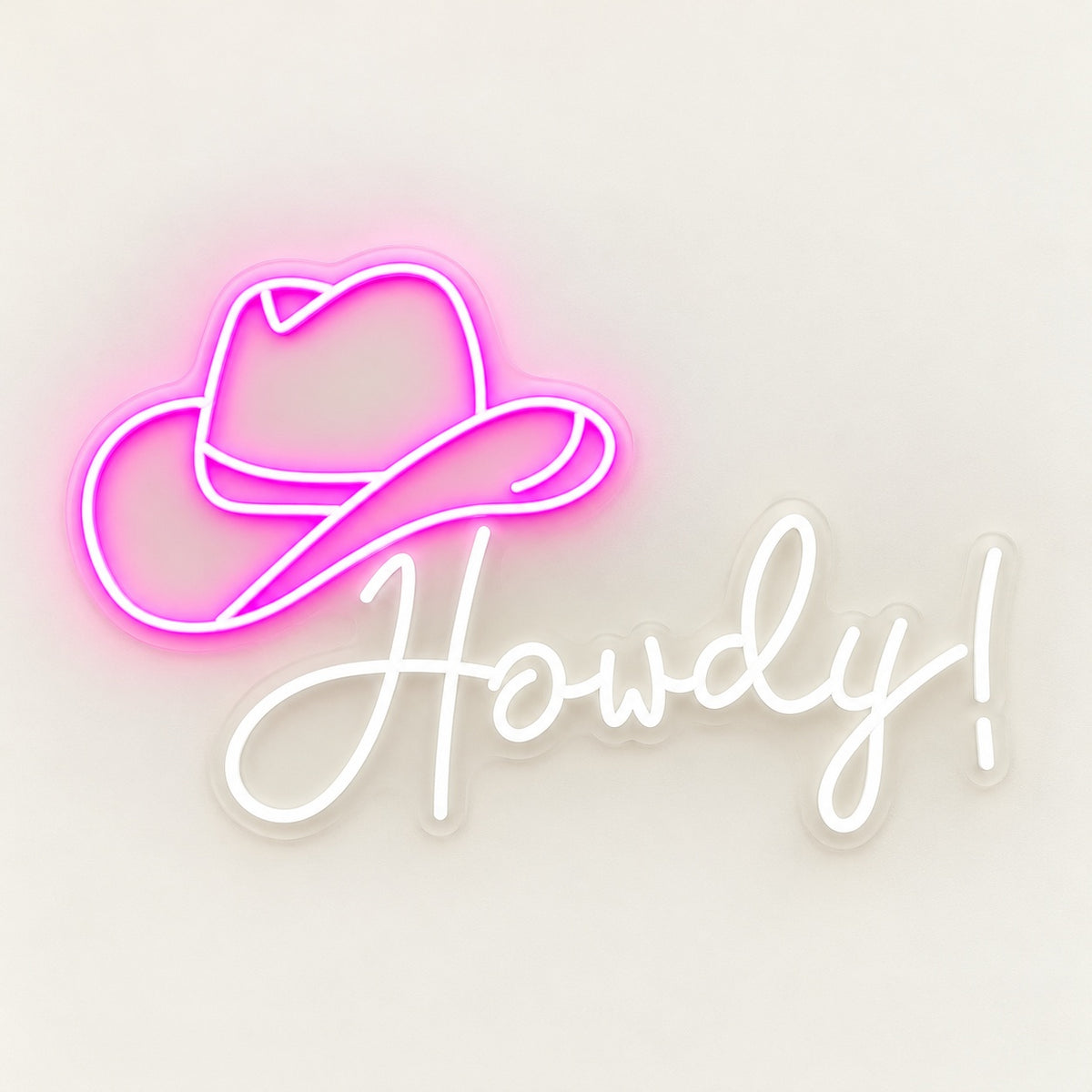 Howdy Hat LED Neon Sign - natural light view