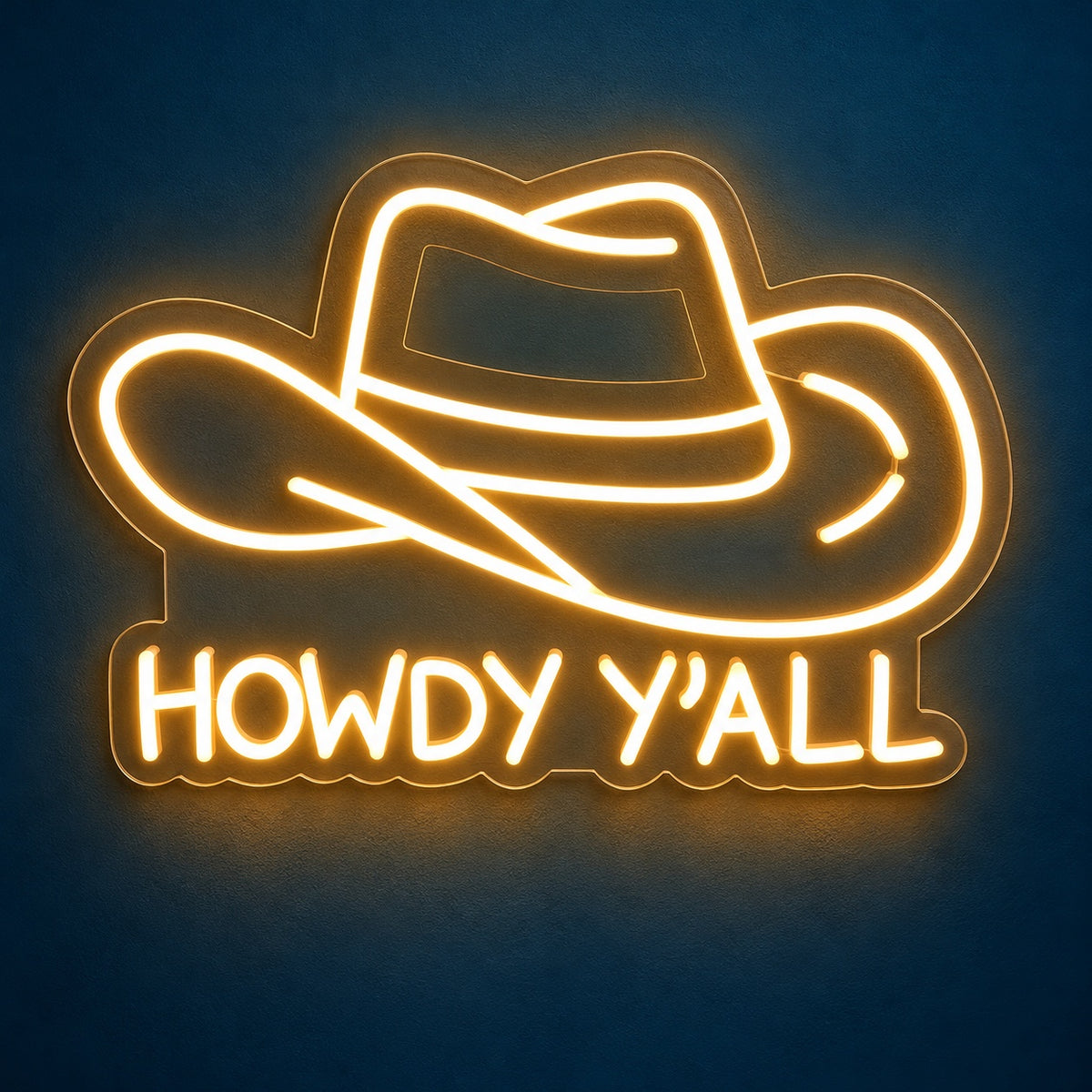 Howdy Y’all Cowboy Hat LED Neon Sign - product hero