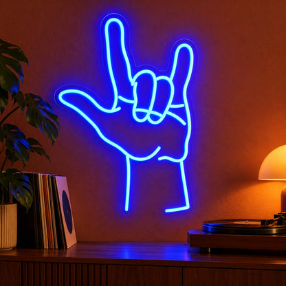 I Love You Hand Gesture LED Neon Sign - advertising view