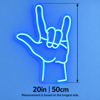 I Love You Hand Gesture LED Neon Sign - size guide