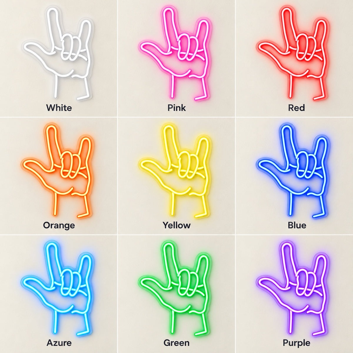 I Love You Hand Gesture LED Neon Sign - nine-color grid