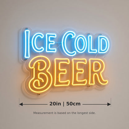 Ice Cold Beer LED Neon Sign - size guide