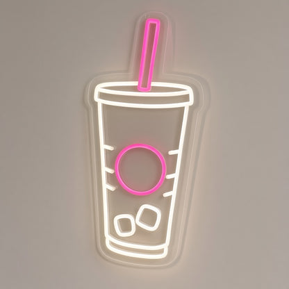 Iced Coffee Cup LED Neon Sign - natural light view