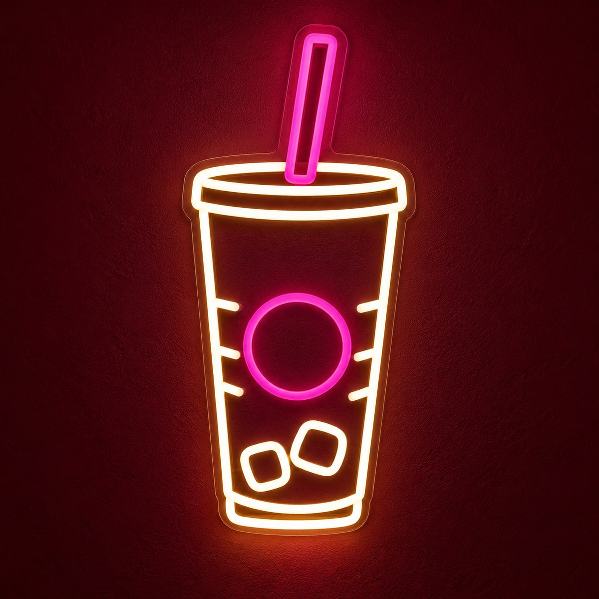 Iced Drink Cup Straw LED Neon Sign - product hero