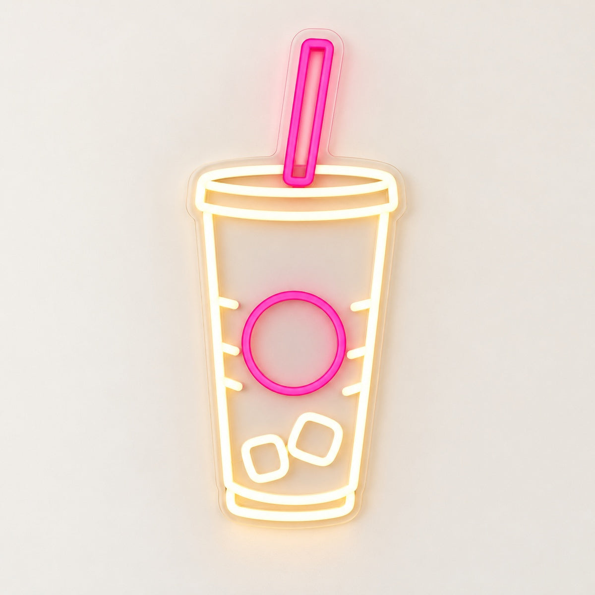 Iced Drink Cup Straw LED Neon Sign - natural light view