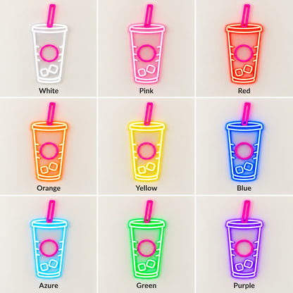 Iced Drink Cup Straw LED Neon Sign - nine-color grid