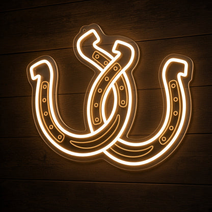 Interlocking Horseshoes Rustic Western Wall Decor LED Neon Sign - product hero