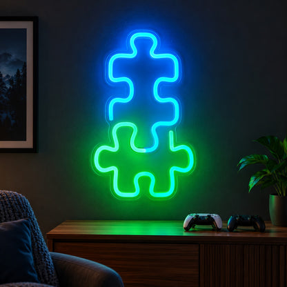 Interlocking Puzzle Pieces LED Neon Sign - advertising view
