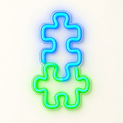 Interlocking Puzzle Pieces LED Neon Sign - natural light view