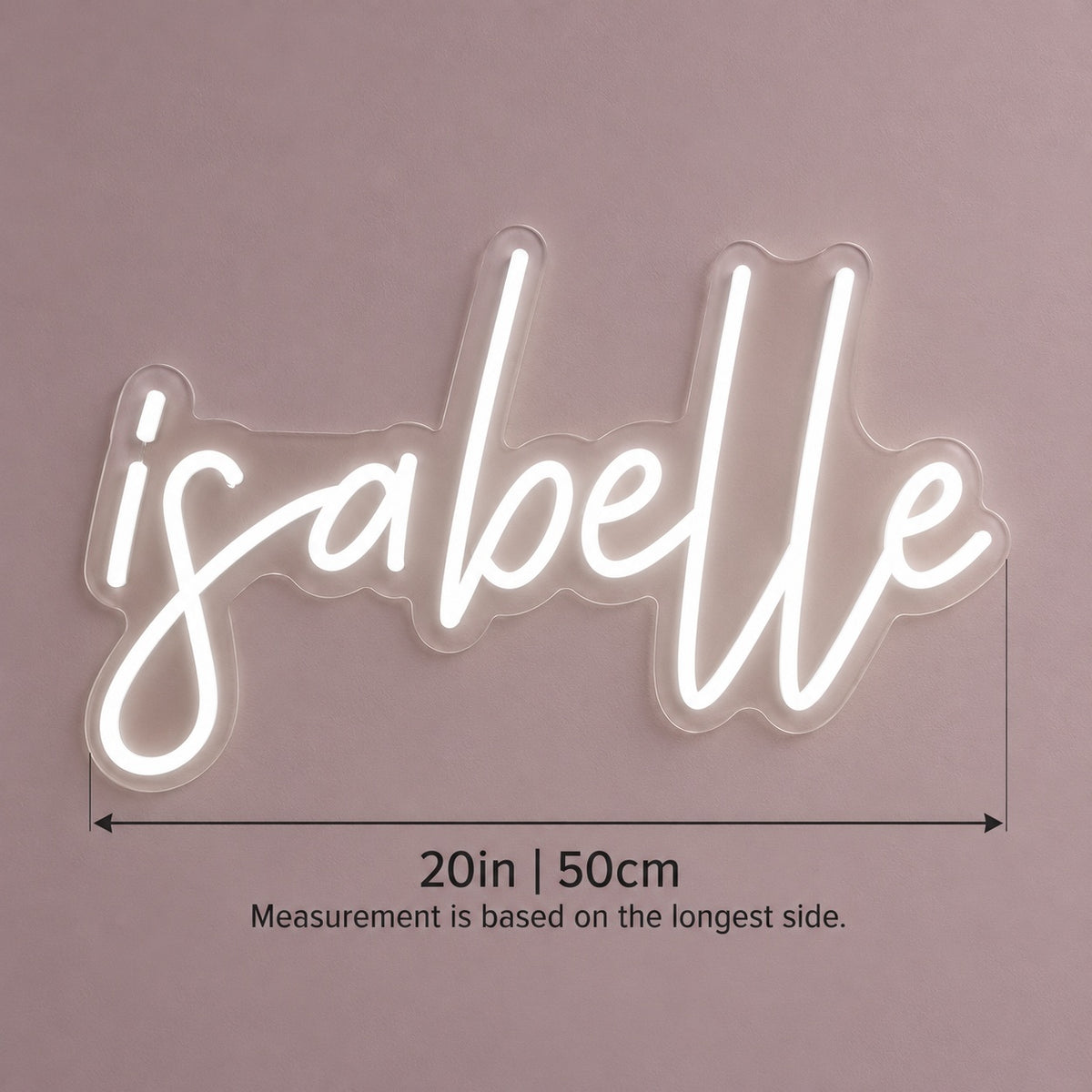 Isabelle LED Neon Sign - size guide