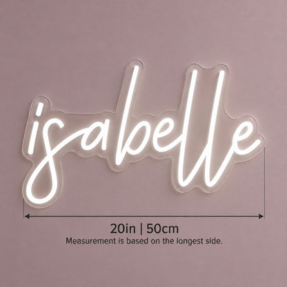 Isabelle LED Neon Sign - size guide