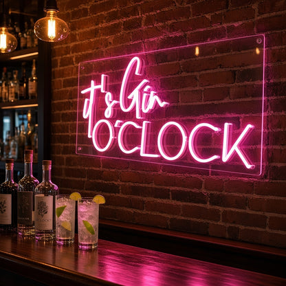 It's Gin O'Clock LED Neon Sign - advertising view