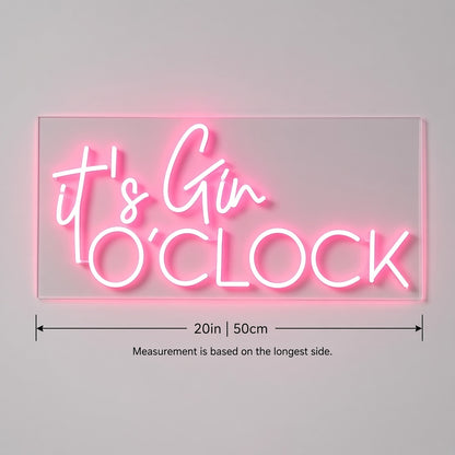 It's Gin O'Clock LED Neon Sign - size guide