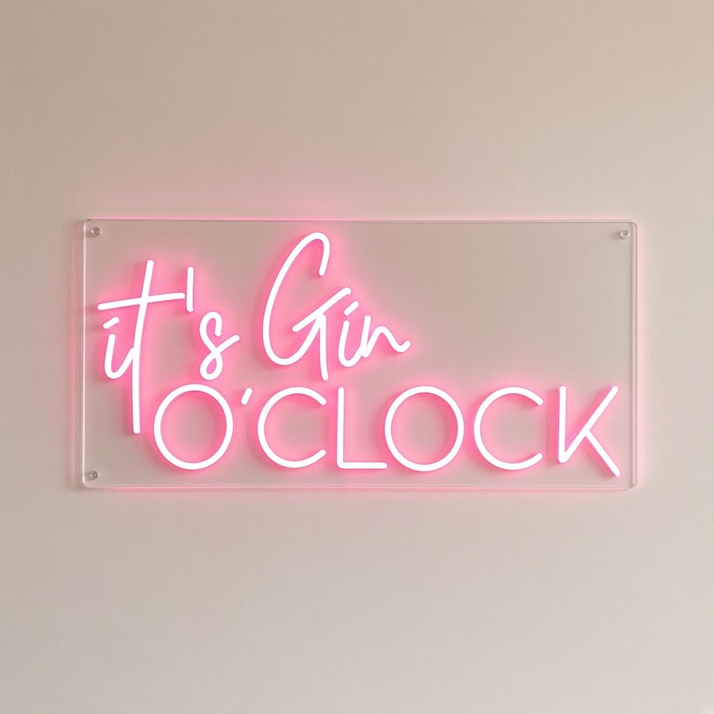 It's Gin O'Clock LED Neon Sign - natural light view