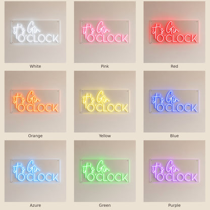 It's Gin O'Clock LED Neon Sign - nine-color grid