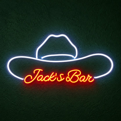 Jack's Bar Cowboy Hat LED Neon Sign - product hero