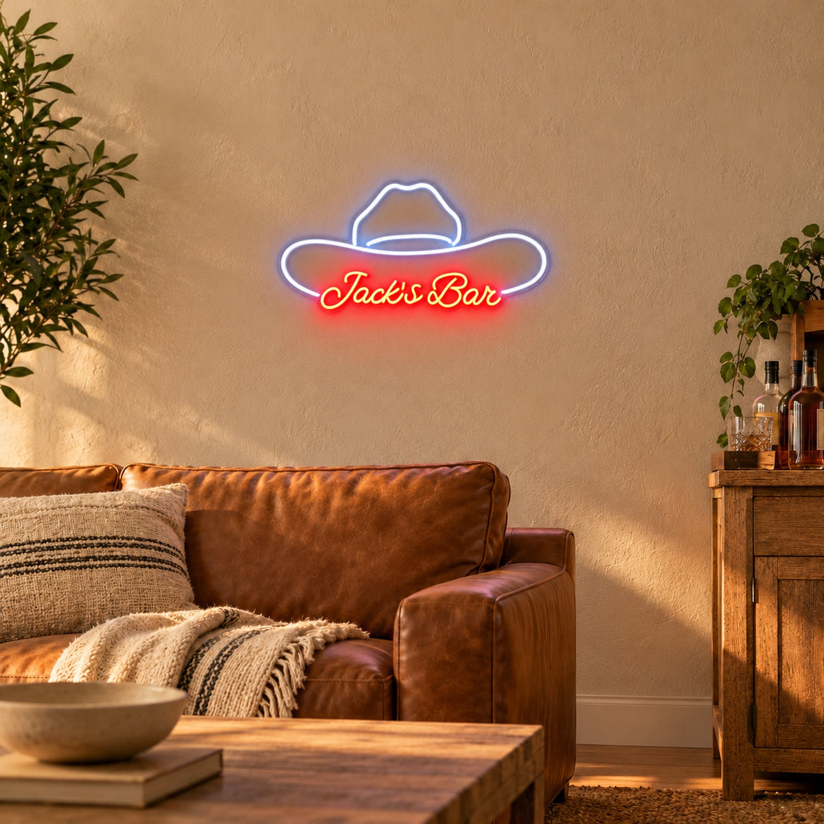 Jack's Bar Cowboy Hat LED Neon Sign - lifestyle view