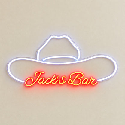 Jack's Bar Cowboy Hat LED Neon Sign - natural light view