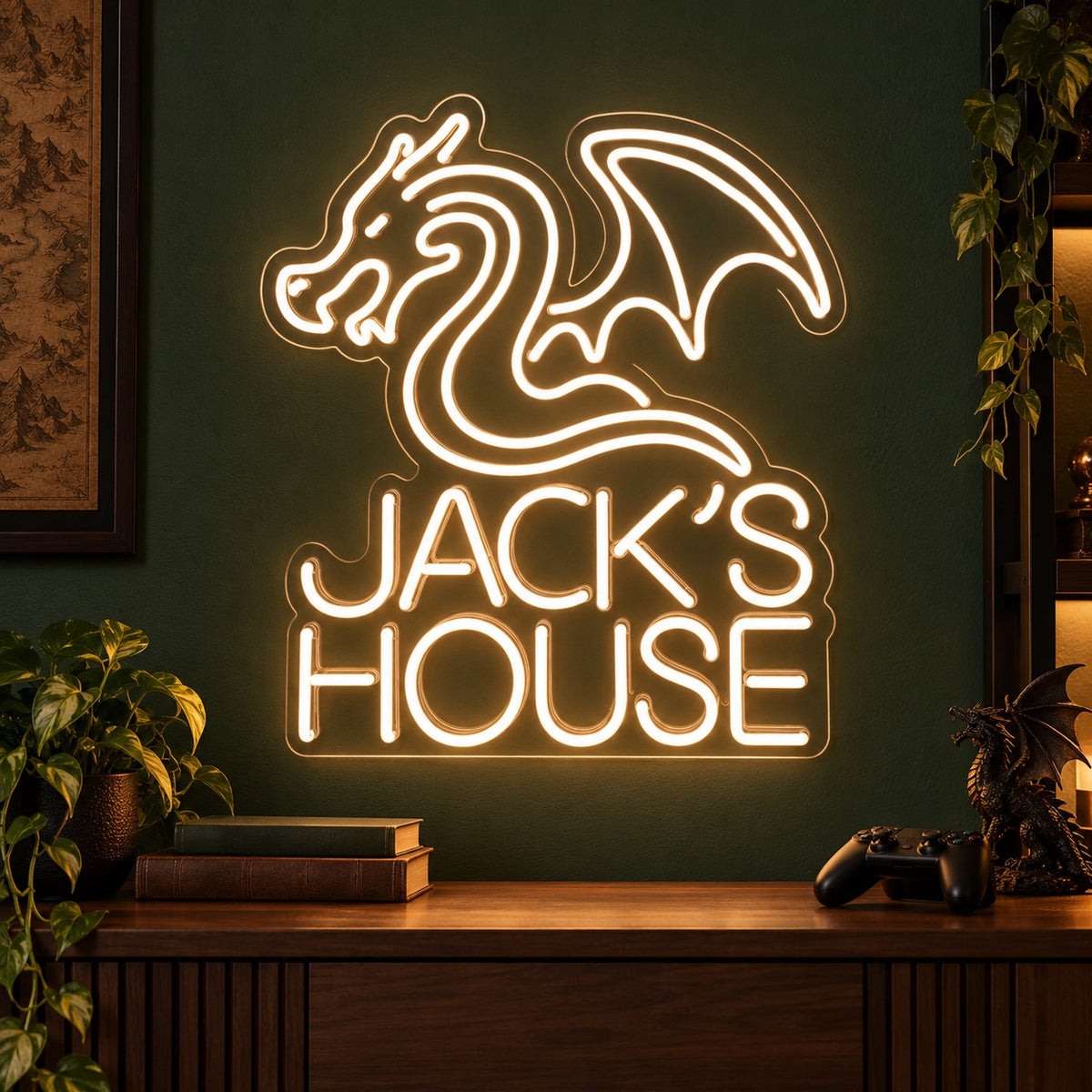 Jack's House Dragon LED Neon Sign - advertising view