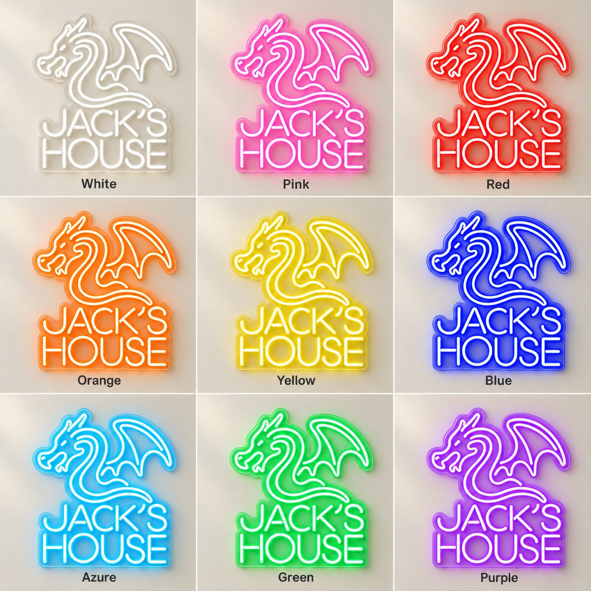 Jack's House Dragon LED Neon Sign - nine-color grid