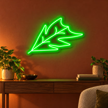 Jagged Oak Leaf LED Neon Sign - advertising view