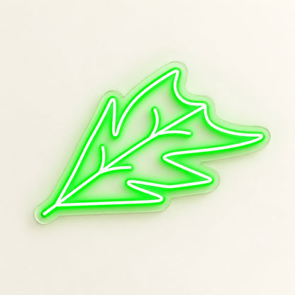 Jagged Oak Leaf LED Neon Sign - natural light view