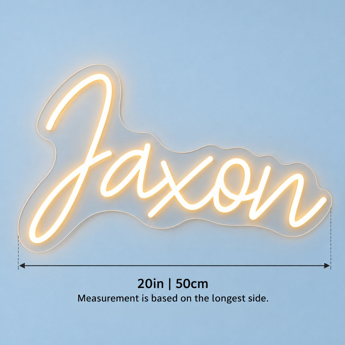 Jaxon LED Neon Sign - size guide