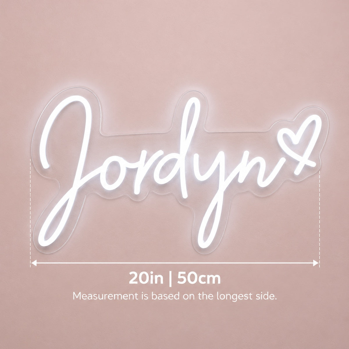 Jordyn LED Neon Sign - size guide