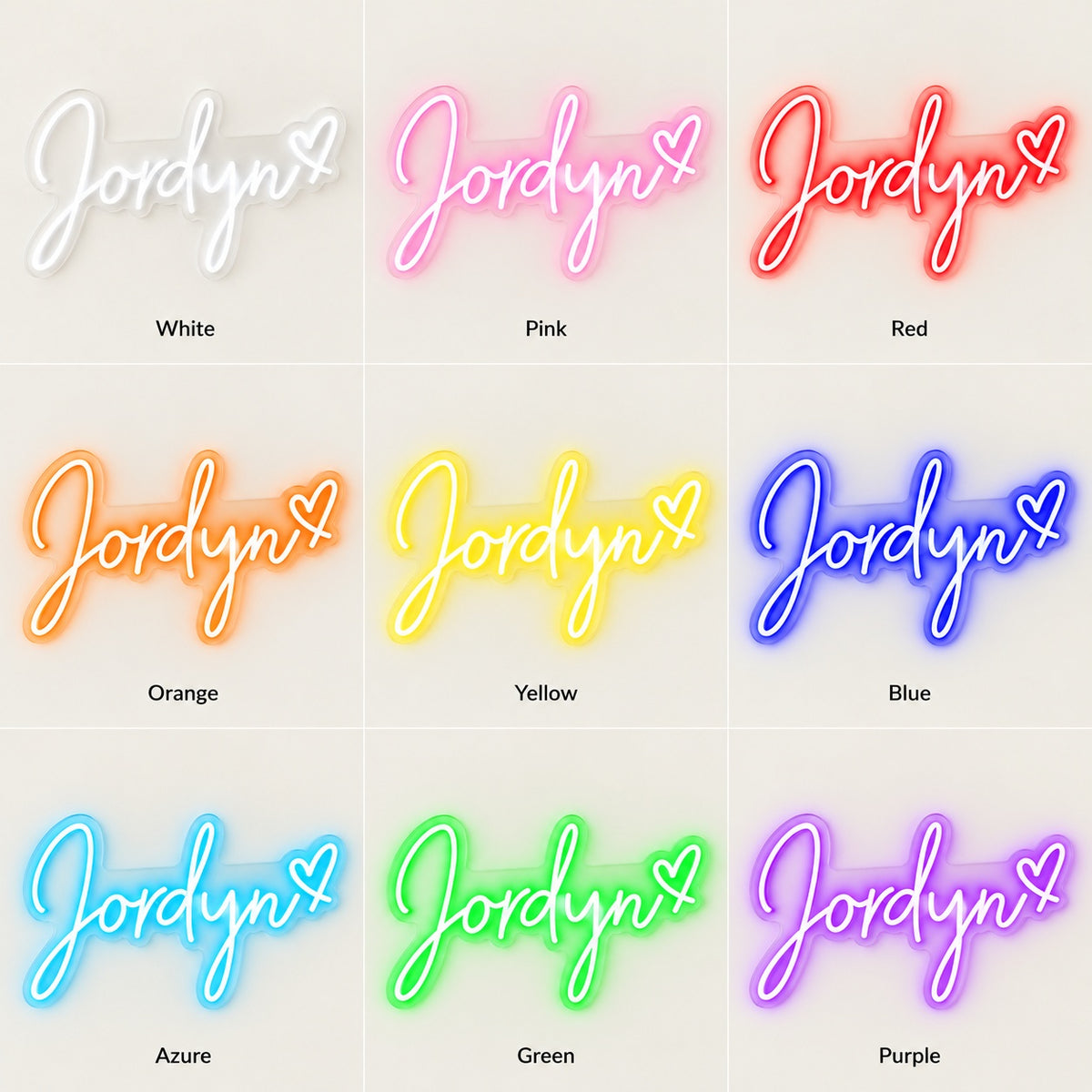 Jordyn LED Neon Sign - nine-color grid