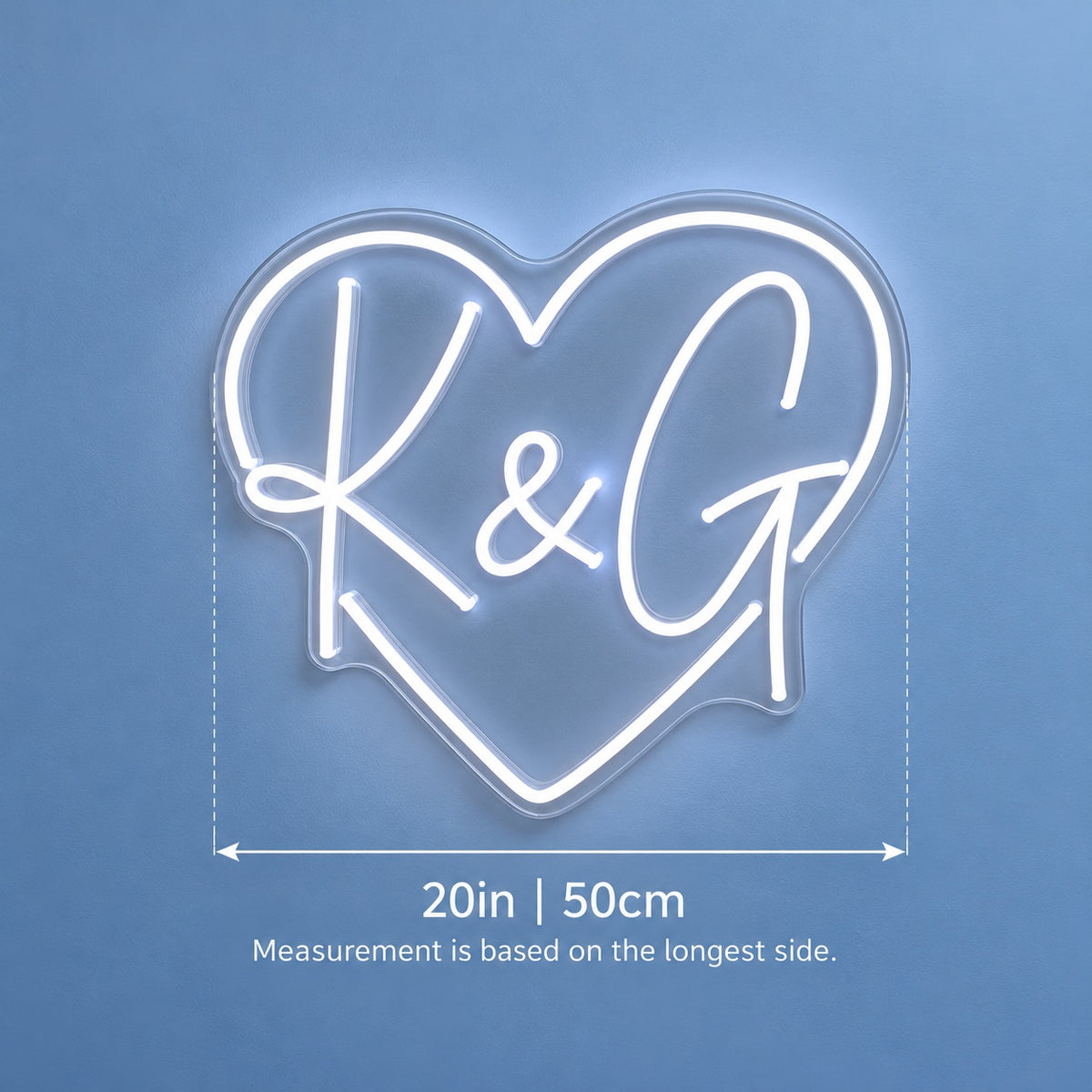 K & G LED Neon Sign - size guide