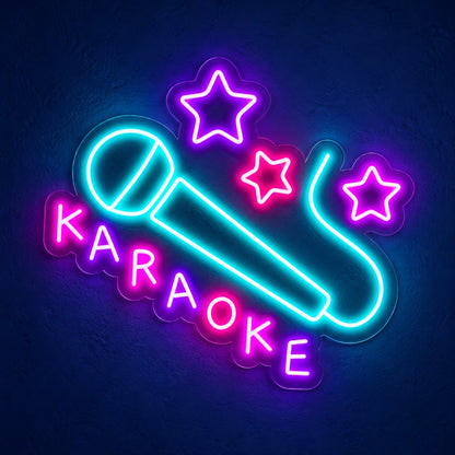 Karaoke Microphone Stars LED Neon Sign - product hero