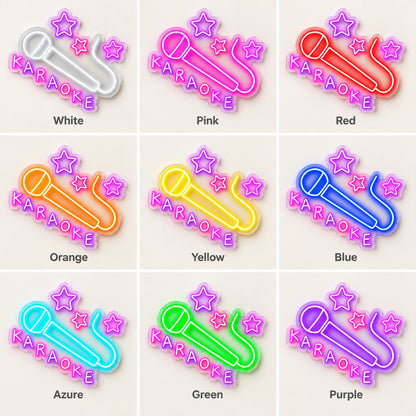 Karaoke Microphone Stars LED Neon Sign - nine-color grid