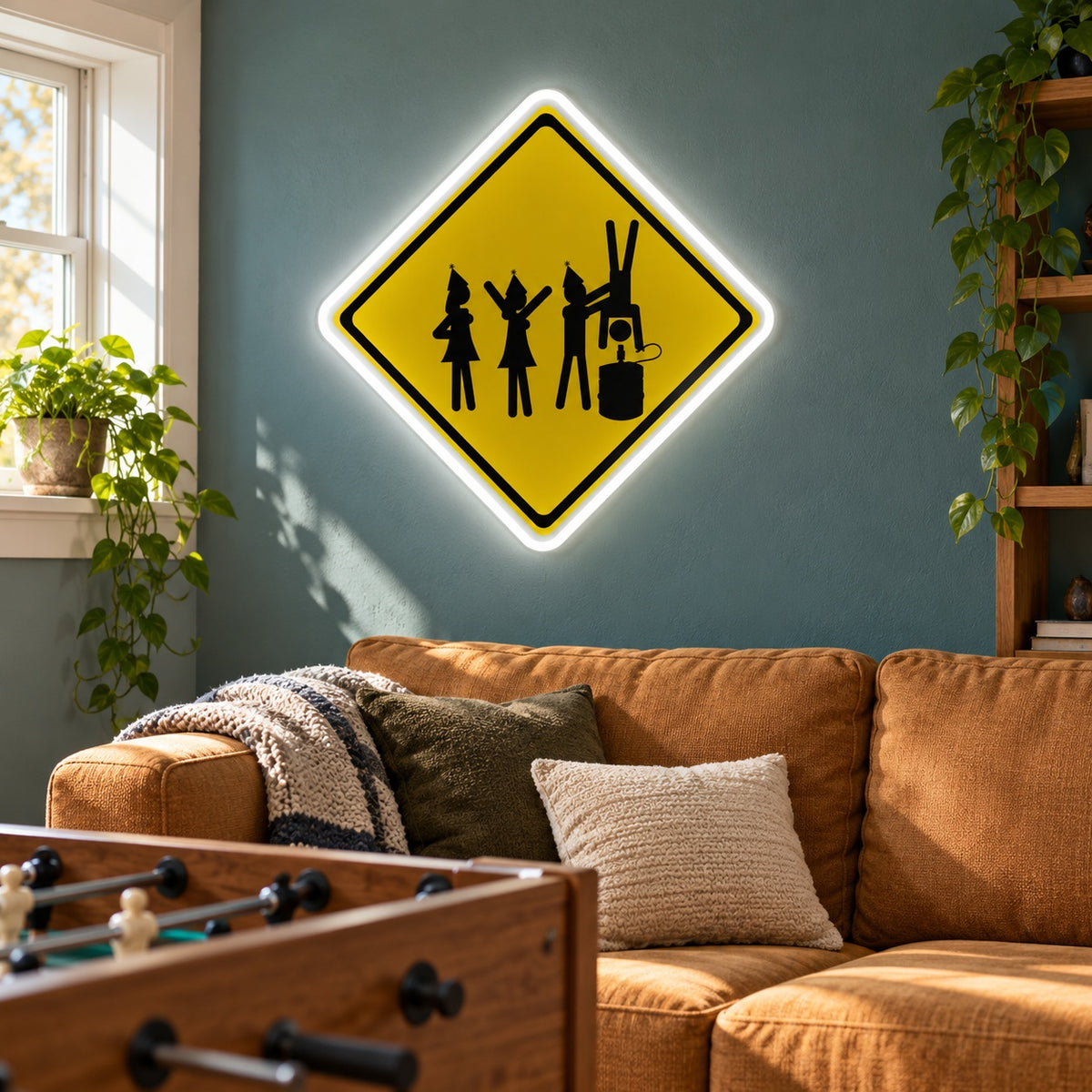 Keg Stand Party Warning LED Neon Sign - lifestyle view