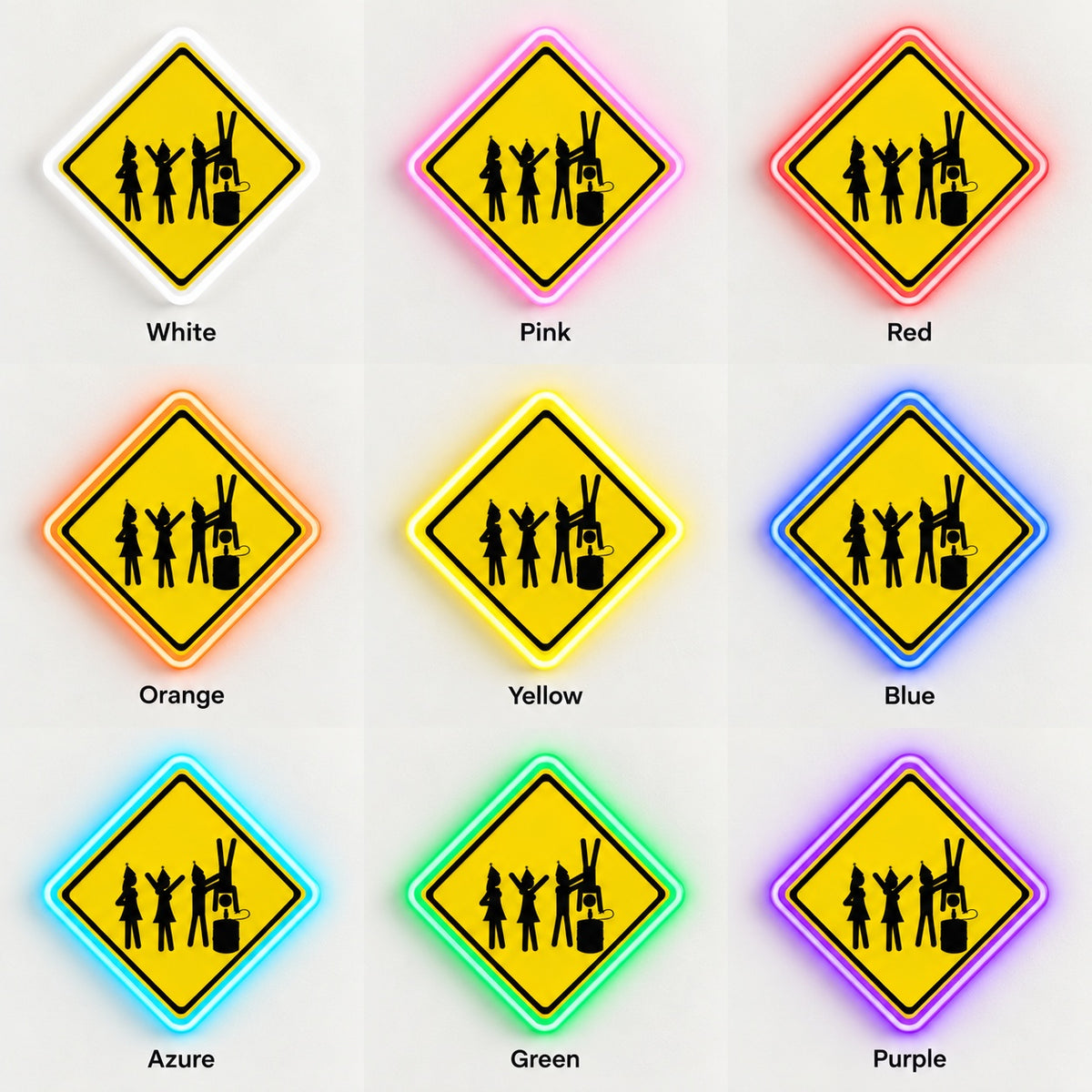 Keg Stand Party Warning LED Neon Sign - nine-color grid